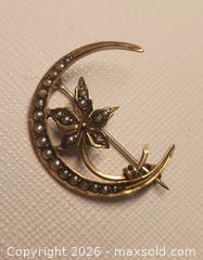 MaxSold Auction: Antique 14K Gold Moon Brooch - Mississauga (Ontario, Canada) SELLER MANAGED Downsizing Online Auction - Golden Orchard Drive (CONDO)