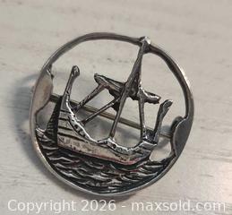 MaxSold Auction: Antique Vintage Viking Boat Brooch Sterling Silver - Mississauga (Ontario, Canada) SELLER MANAGED Downsizing Online Auction - Golden Orchard Drive (CONDO)