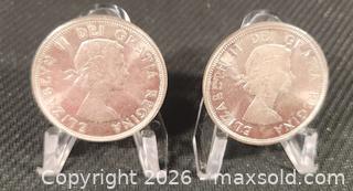MaxSold Auction: Two 1964 CANADA Quebec Charlottetown Antique Genuine BIG SILVER Dollar Coin - Mississauga (Ontario, Canada) SELLER MANAGED Downsizing Online Auction - Golden Orchard Drive (CONDO)