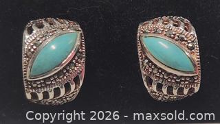 MaxSold Auction: Vintage 925 sterling silver turquoise and marcasite earrings - Mississauga (Ontario, Canada) SELLER MANAGED Downsizing Online Auction - Golden Orchard Drive (CONDO)
