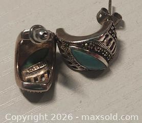 MaxSold Auction: Vintage 925 sterling silver turquoise and marcasite earrings - Mississauga (Ontario, Canada) SELLER MANAGED Downsizing Online Auction - Golden Orchard Drive (CONDO)