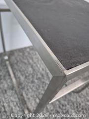 MaxSold Auction: Glass Top Brushed Metal Accent Table - Oshawa (Ontario, Canada) SELLER MANAGED Commercial Liquidation Online Auction - Bond Street West