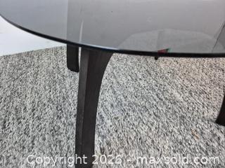 MaxSold Auction: Natuzzi Italy Round Dark Glass Accent Table - Oshawa (Ontario, Canada) SELLER MANAGED Commercial Liquidation Online Auction - Bond Street West