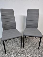 MaxSold Auction: Set of Two Gray Faux Leather Upholstered High Back Dining Chairs - Oshawa (Ontario, Canada) SELLER MANAGED Commercial Liquidation Online Auction - Bond Street West