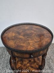 MaxSold Auction: Theodore Alexander Round Birds Eye Maple Accent Table - Oshawa (Ontario, Canada) SELLER MANAGED Commercial Liquidation Online Auction - Bond Street West