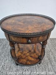 MaxSold Auction: Theodore Alexander Round Birds Eye Maple Accent Table - Oshawa (Ontario, Canada) SELLER MANAGED Commercial Liquidation Online Auction - Bond Street West