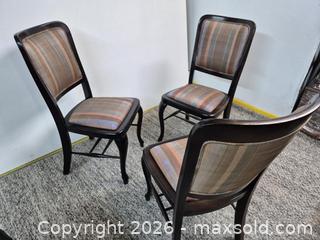 MaxSold Auction: Three Classic Style Dark Wood Dining Chairs - Oshawa (Ontario, Canada) SELLER MANAGED Commercial Liquidation Online Auction - Bond Street West