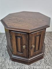 MaxSold Auction: Vintage 1970s-1980s Ethan Allen Oak Cabinet End Table - Oshawa (Ontario, Canada) SELLER MANAGED Commercial Liquidation Online Auction - Bond Street West