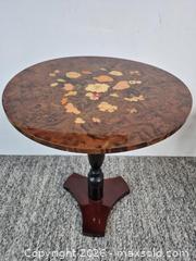 MaxSold Auction: Vintage Italian Marquetry Inlaid Pedestal Table - Oshawa (Ontario, Canada) SELLER MANAGED Commercial Liquidation Online Auction - Bond Street West
