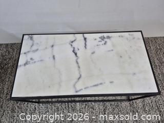 MaxSold Auction: White Marble Top Table  - Oshawa (Ontario, Canada) SELLER MANAGED Commercial Liquidation Online Auction - Bond Street West