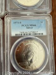 MaxSold Auction: 4 PC LOT 1971s & 1973s EISENHOWER SILVER DOLLARS PCGS MS 65 &66 - Toronto (Ontario, Canada) SELLER MANAGED Downsizing Online Auction - Applefield Drive