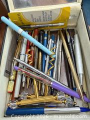 MaxSold Auction: Box full of pen lot  - Toronto (Ontario, Canada) SELLER MANAGED Downsizing Online Auction - Applefield Drive