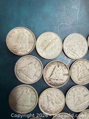 MaxSold Auction:  Canadian 80 % Silver 10 Cent Dime Coins Lot of 37 Condition Varies - Toronto (Ontario, Canada) SELLER MANAGED Downsizing Online Auction - Applefield Drive