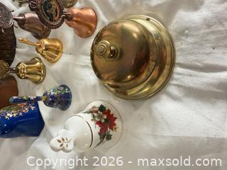 MaxSold Auction:  collection of vintage bells made from various materials like brass, copper, and porcelain - Toronto (Ontario, Canada) SELLER MANAGED Downsizing Online Auction - Applefield Drive