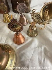 MaxSold Auction:  collection of vintage bells made from various materials like brass, copper, and porcelain - Toronto (Ontario, Canada) SELLER MANAGED Downsizing Online Auction - Applefield Drive