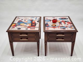 MaxSold Auction: Custom Deilcraft Pair of Side Tables w/ Art Tops & New Handles - Mississauga (Ontario, Canada) PARTNER MANAGED Reseller Online Auction -  Dundas Street East