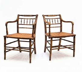 MaxSold Auction: Fabulous Antique Pair of 19th Century Faux Bambo Regency Hand Painted Armchairs - Mississauga (Ontario, Canada) PARTNER MANAGED Reseller Online Auction -  Dundas Street East