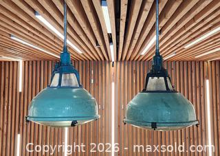 MaxSold Auction: Vintage 1950's Industrial Enamel Green Pendant Lights - Mississauga (Ontario, Canada) PARTNER MANAGED Reseller Online Auction -  Dundas Street East