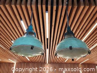 MaxSold Auction: Vintage 1950's Industrial Enamel Green Pendant Lights - Mississauga (Ontario, Canada) PARTNER MANAGED Reseller Online Auction -  Dundas Street East