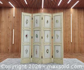 MaxSold Auction: Vintage 4-Panel Hand Painted Solid Wood Room Divider - Mississauga (Ontario, Canada) PARTNER MANAGED Reseller Online Auction -  Dundas Street East