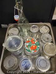 MaxSold Auction: 12 assorted jars in a metal bus pan - Ottawa (Ontario, Canada) SELLER MANAGED Downsizing Online Auction - Brennan Avenue