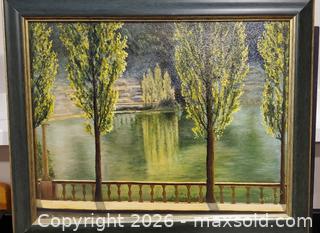 MaxSold Auction: Original oil painting - Poplars at the Lake - Ottawa (Ontario, Canada) SELLER MANAGED Downsizing Online Auction - Brennan Avenue