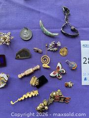 MaxSold Auction: Costume Jewelry Lot: Gold-Plated & Sterling Bracelets & Brooches - Santa Monica (California, USA) PARTNER MANAGED Estate Sale Online Auction - 18th Street