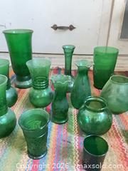 MaxSold Auction: Emerald Glass Vases and Assorted Glassware Lot, 15+ Pieces - Santa Monica (California, USA) PARTNER MANAGED Estate Sale Online Auction - 18th Street