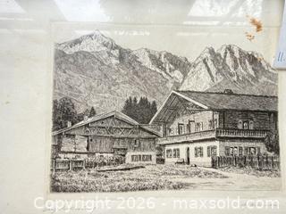 MaxSold Auction: Framed Black & White Etching / Engraving, Signed, 11.5 x 14.5 in - Santa Monica (California, USA) PARTNER MANAGED Estate Sale Online Auction - 18th Street