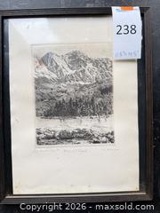 MaxSold Auction: Framed Etching Intaglio Landscape (Signed, Lower Margin) - Santa Monica (California, USA) PARTNER MANAGED Estate Sale Online Auction - 18th Street