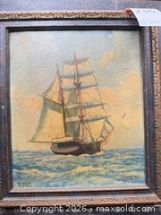 MaxSold Auction: Hernando Villa Signed Oil Painting — Nautical Sailing Ship, 16 x 14 - Santa Monica (California, USA) PARTNER MANAGED Estate Sale Online Auction - 18th Street
