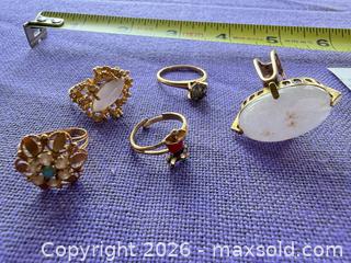 MaxSold Auction: Mixed Lot of 5 Rings — 14K Gold, Gold Tone & Base Metal - Santa Monica (California, USA) PARTNER MANAGED Estate Sale Online Auction - 18th Street