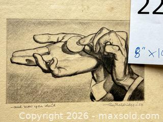 MaxSold Auction: Original Graphite Drawing of Hands, Signed (appears Roy Baldridge?) - Santa Monica (California, USA) PARTNER MANAGED Estate Sale Online Auction - 18th Street