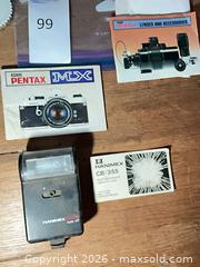 MaxSold Auction: Pentax MX 35mm SLR w/ SMC Pentax-M Lens, Telephoto Zoom, Hanimex Flash - Santa Monica (California, USA) PARTNER MANAGED Estate Sale Online Auction - 18th Street