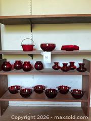 MaxSold Auction: Ruby Red Glass Bowls, Vases & Candy Dishes — Lot of 12+ - Santa Monica (California, USA) PARTNER MANAGED Estate Sale Online Auction - 18th Street