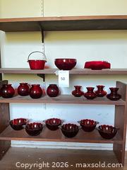 MaxSold Auction: Ruby Red Glass Bowls, Vases & Candy Dishes — Lot of 12+ - Santa Monica (California, USA) PARTNER MANAGED Estate Sale Online Auction - 18th Street