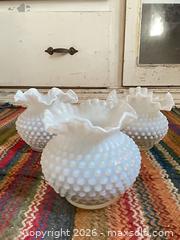 MaxSold Auction: Set of 3 White Milk Glass Vases, 4–6 in - Santa Monica (California, USA) PARTNER MANAGED Estate Sale Online Auction - 18th Street