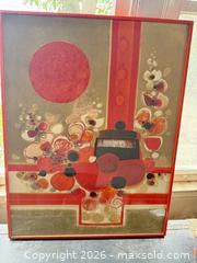 MaxSold Auction: Signed Framed Artwork, Orange-Red Metal Frame, 27.5 x 21 in - Santa Monica (California, USA) PARTNER MANAGED Estate Sale Online Auction - 18th Street