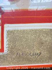 MaxSold Auction: Signed Framed Artwork, Orange-Red Metal Frame, 27.5 x 21 in - Santa Monica (California, USA) PARTNER MANAGED Estate Sale Online Auction - 18th Street