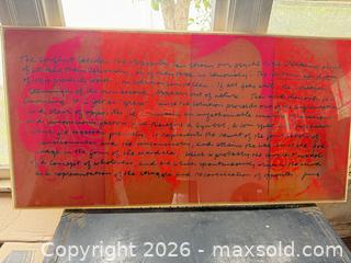 MaxSold Auction: Signed Modern Typographic Framed Wall Art with Gold-Tone Metal Frame - Santa Monica (California, USA) PARTNER MANAGED Estate Sale Online Auction - 18th Street