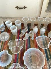 MaxSold Auction: Vintage Hobnail Milk Glass Lot - 16–30 Pieces - Santa Monica (California, USA) PARTNER MANAGED Estate Sale Online Auction - 18th Street