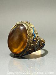MaxSold Auction: Chinese Export Silver Amber and Enamel Ring - Esquimalt (British Columbia, Canada) PARTNER MANAGED Estate Sale Online Auction - Lampson Street