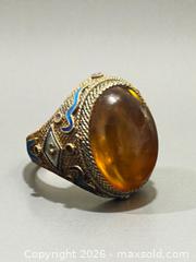 MaxSold Auction: Chinese Export Silver Amber and Enamel Ring - Esquimalt (British Columbia, Canada) PARTNER MANAGED Estate Sale Online Auction - Lampson Street