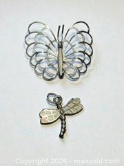 MaxSold Auction: Sterling Silver Bond Boyd Butterfly Brooch and Sterling Silver and Opal Inlaid Dragonfly Pendant. 4.66g - Esquimalt (British Columbia, Canada) PARTNER MANAGED Estate Sale Online Auction - Lampson Street