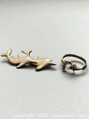 MaxSold Auction: Sterling Silver Dolphin Brooch and Ring - Esquimalt (British Columbia, Canada) PARTNER MANAGED Estate Sale Online Auction - Lampson Street