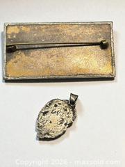 MaxSold Auction: Sterling Silver Front Brutalist Brooch and Silver Pendant 20.58g - Esquimalt (British Columbia, Canada) PARTNER MANAGED Estate Sale Online Auction - Lampson Street