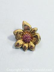 MaxSold Auction: Sterling Silver Gold Gilt Ruby Flower Ring Size 9 10.35g - Esquimalt (British Columbia, Canada) PARTNER MANAGED Estate Sale Online Auction - Lampson Street