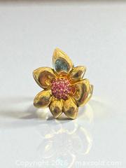 MaxSold Auction: Sterling Silver Gold Gilt Ruby Flower Ring Size 9 10.35g - Esquimalt (British Columbia, Canada) PARTNER MANAGED Estate Sale Online Auction - Lampson Street