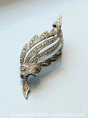 MaxSold Auction: Sterling Silver Marcasite Brooch 2.25" Width 7.81g - Esquimalt (British Columbia, Canada) PARTNER MANAGED Estate Sale Online Auction - Lampson Street