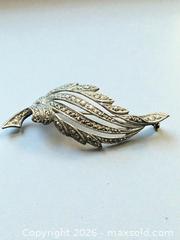 MaxSold Auction: Sterling Silver Marcasite Brooch 2.25" Width 7.81g - Esquimalt (British Columbia, Canada) PARTNER MANAGED Estate Sale Online Auction - Lampson Street